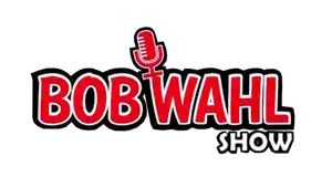 bob wahl show logo Podcast logo with red microphone and show name
